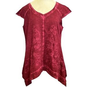 Indigo Thread Co Cotton T Shirt Tunic Top Size M Red Boho Hippy Festival Whimsy
